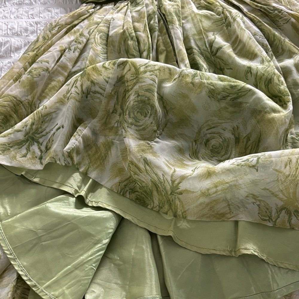 Vintage Algo Summer Olive Floral Cocktail Dress - Picture 6 of 12